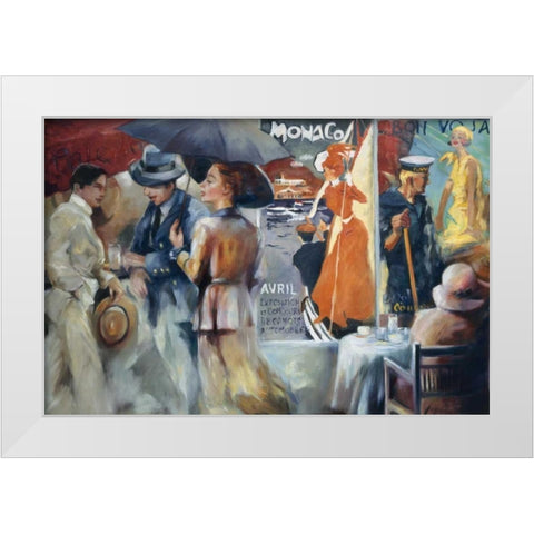 Cafe Bon Voyage White Modern Wood Framed Art Print by Zielinska, Maria