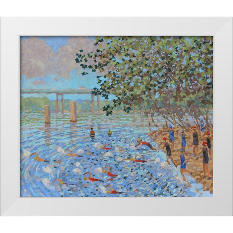 Sports Suite Terra Swimmers White Modern Wood Framed Art Print by Bajility, Andra