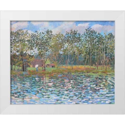 Nimrod Boys Camp Pond White Modern Wood Framed Art Print by Bajility, Andra