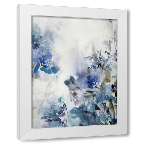 Blue Flowers I  White Modern Wood Framed Art Print by Aria K