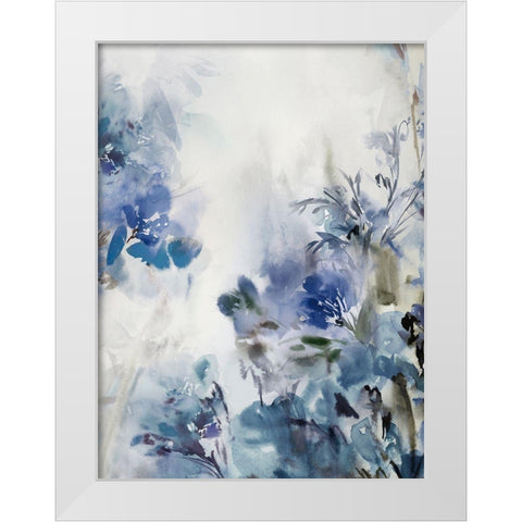 Blue Flowers I  White Modern Wood Framed Art Print by Aria K