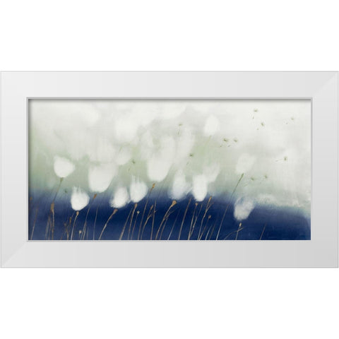 Soft Blue Florals  White Modern Wood Framed Art Print by Aria K