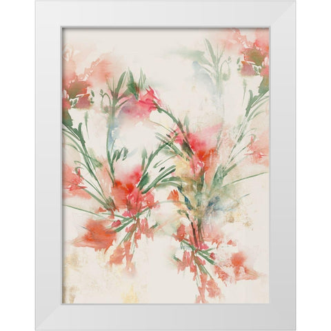 Red Flowers II White Modern Wood Framed Art Print by Aria K