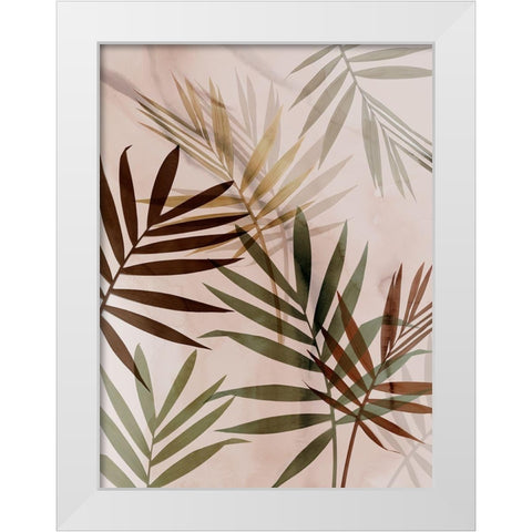 Subdued Leaves I  White Modern Wood Framed Art Print by Aria K