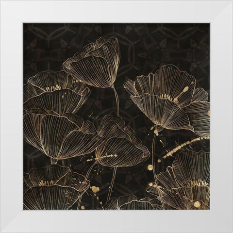 Midnight Blossoms II  White Modern Wood Framed Art Print by Aria K
