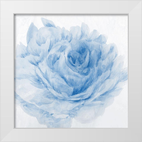 Peony Blue I  White Modern Wood Framed Art Print by Aria K