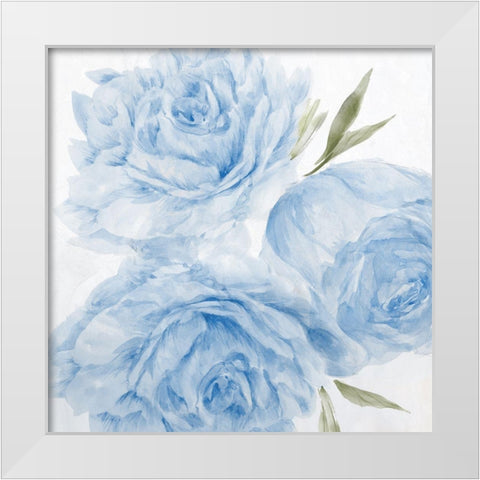 Peony Blue II White Modern Wood Framed Art Print by Aria K