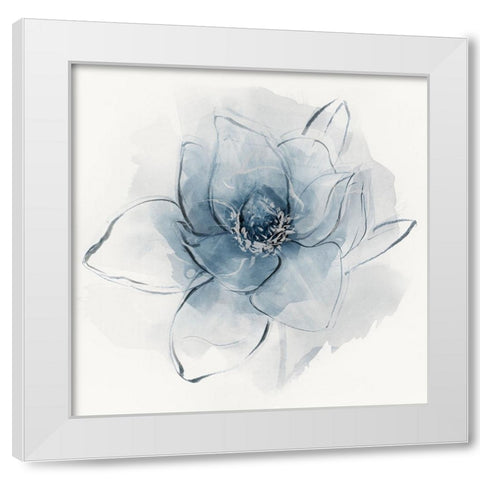 Blue Line Floral II White Modern Wood Framed Art Print by Aria K