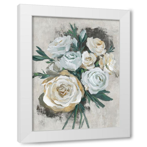 White Bouquet of Florals I White Modern Wood Framed Art Print by Aria K