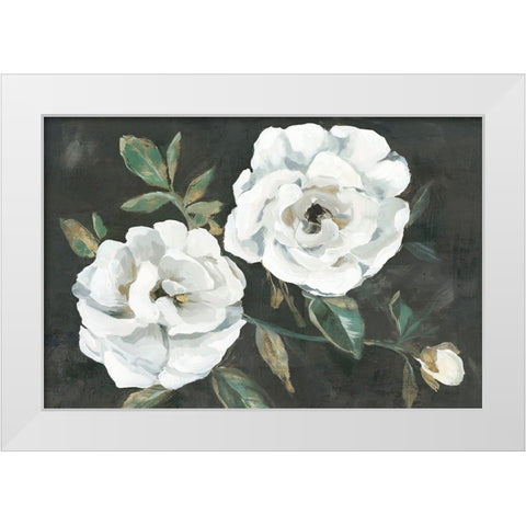 White Blooms White Modern Wood Framed Art Print by Aria K