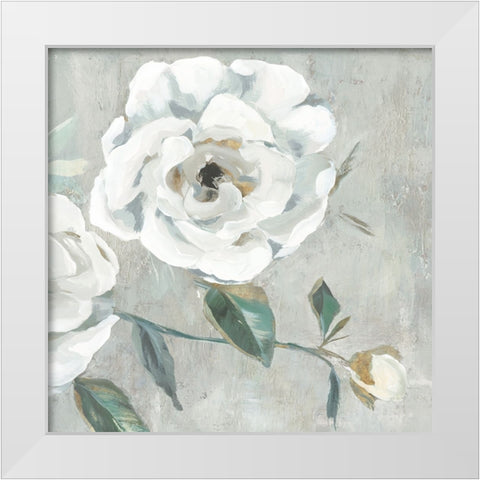 White Floral I White Modern Wood Framed Art Print by Aria K