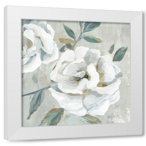 White Floral II White Modern Wood Framed Art Print by Aria K