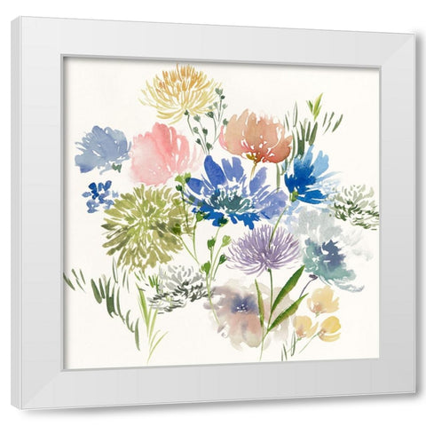 A Floral Flourish I White Modern Wood Framed Art Print by Aria K
