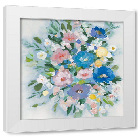 Blue Sweet Bundle White Modern Wood Framed Art Print by Aria K