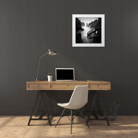 Rocky Beach White Modern Wood Framed Art Print by Praxis Studio