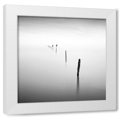 Sticks and Birds I White Modern Wood Framed Art Print by Praxis Studio