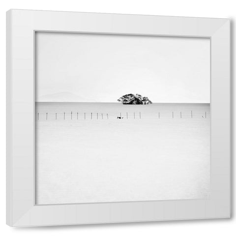 Floating Tree White Modern Wood Framed Art Print by Praxis Studio