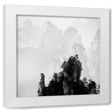 Misty Mountains I White Modern Wood Framed Art Print by Praxis Studio