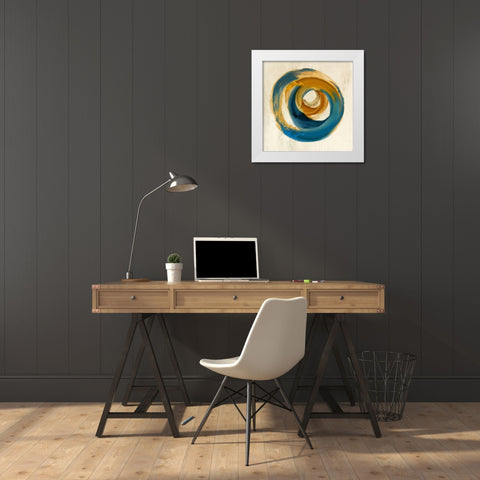 Blue Circle  White Modern Wood Framed Art Print by Peal, Emma
