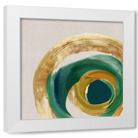 Green Metalic Circle II White Modern Wood Framed Art Print by Peal, Emma