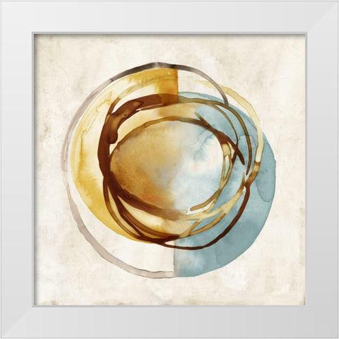 Yellow and Blue Circle  White Modern Wood Framed Art Print by Peal, Emma