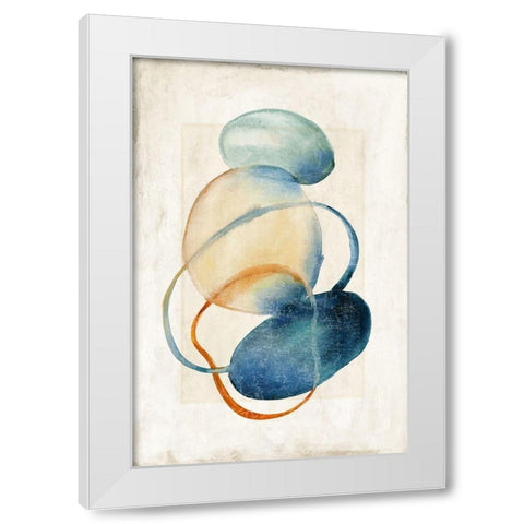 Mid Century Blue  White Modern Wood Framed Art Print by Peal, Emma