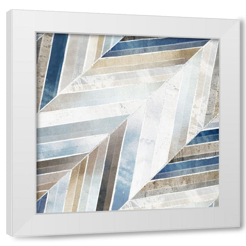 Diagonal Herringbone White Modern Wood Framed Art Print by Peal, Emma