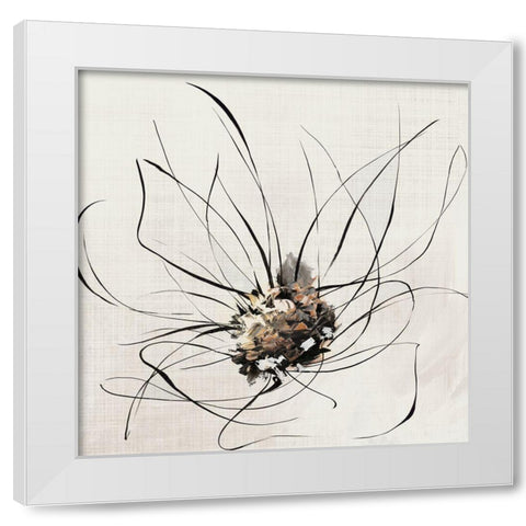 Golden Line Flower I  White Modern Wood Framed Art Print by Black, Alex