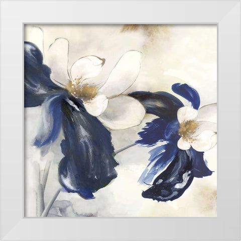 Blue Blossom Florals I  White Modern Wood Framed Art Print by Black, Alex
