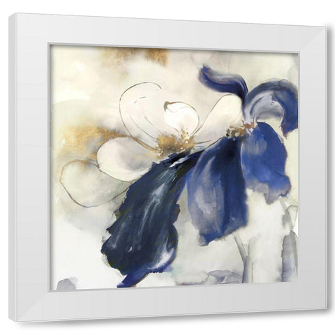 Blue Blossoms Florals II White Modern Wood Framed Art Print by Black, Alex