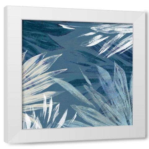Small Blue Palms II White Modern Wood Framed Art Print by Black, Alex