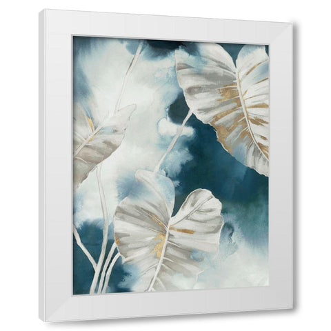 Blue Tropical Palms  White Modern Wood Framed Art Print by Black, Alex