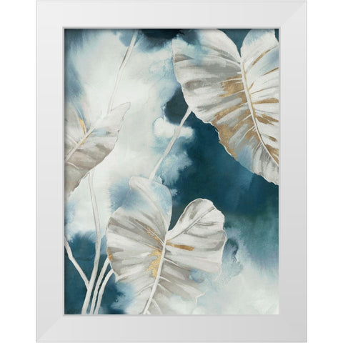 Blue Tropical Palms  White Modern Wood Framed Art Print by Black, Alex
