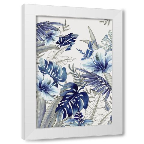 Blue Tropical Forest II  White Modern Wood Framed Art Print by Black, Alex