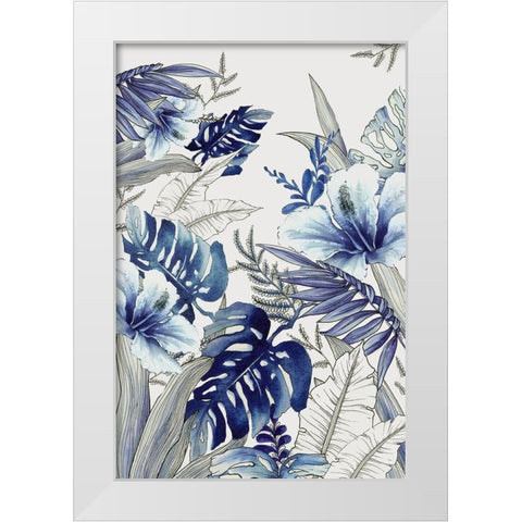 Blue Tropical Forest II  White Modern Wood Framed Art Print by Black, Alex