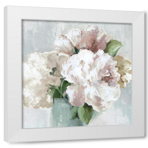 Rustic Pink Florals White Modern Wood Framed Art Print by Black, Alex