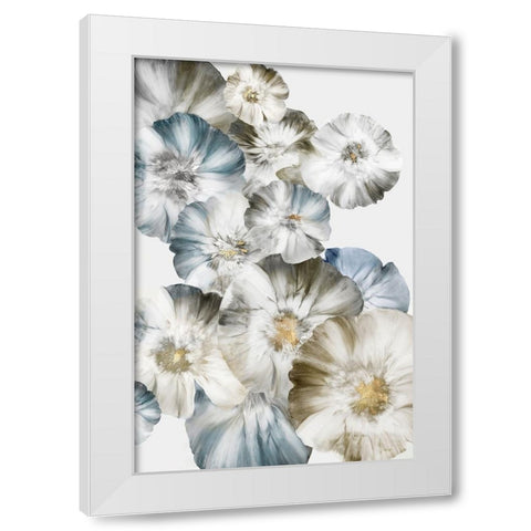 Azure Florals White Modern Wood Framed Art Print by Black, Alex