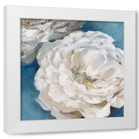 Elegant Blue Peony iI White Modern Wood Framed Art Print by Black, Alex