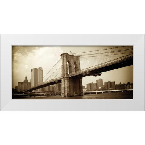 Brooklyn Bridge I White Modern Wood Framed Art Print by Gannos, Bill