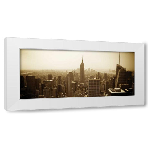 New York Skyline White Modern Wood Framed Art Print by Gannos, Bill