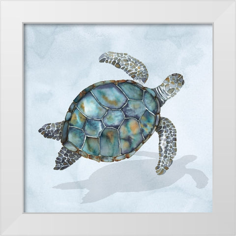 Blue Sea Turtle I White Modern Wood Framed Art Print by Errico And Slyp
