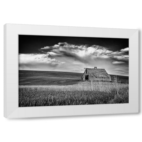 Old Barn Sunset White Modern Wood Framed Art Print by Berk