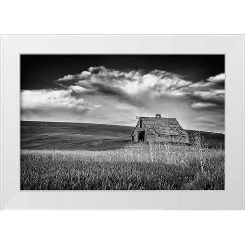 Old Barn Sunset White Modern Wood Framed Art Print by Berk