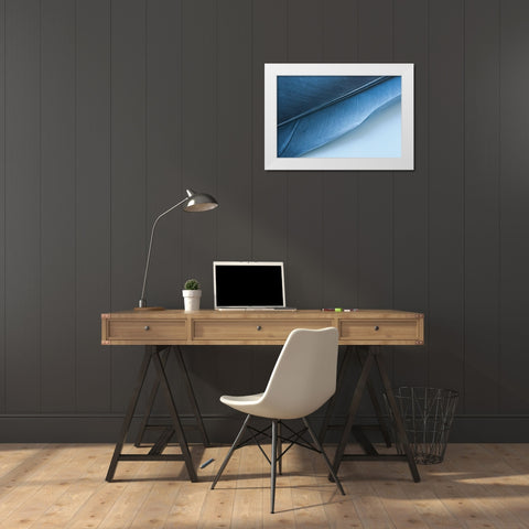 Blue Feather I White Modern Wood Framed Art Print by Beavers, Jennifer