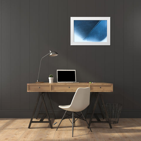Blue Feather II White Modern Wood Framed Art Print by Beavers, Jennifer