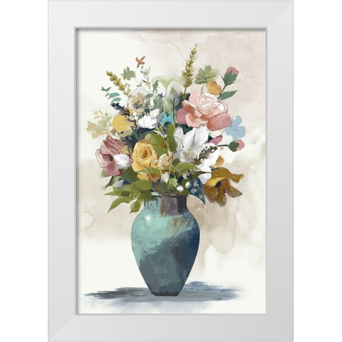 Charming Bouquet White Modern Wood Framed Art Print by Jacob Q