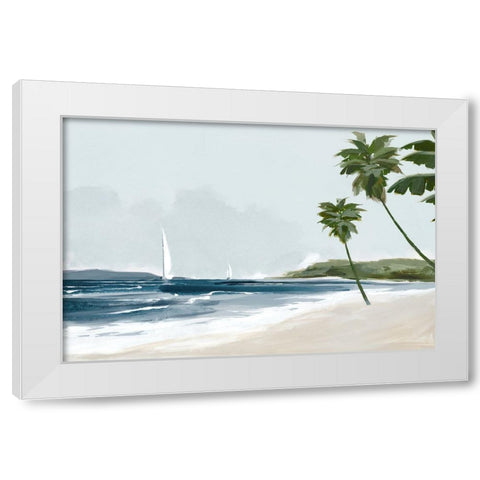 Secluded Palm Beach White Modern Wood Framed Art Print by Jacob Q