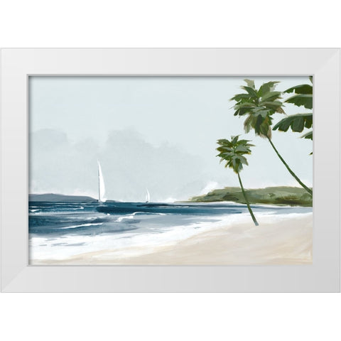 Secluded Palm Beach White Modern Wood Framed Art Print by Jacob Q