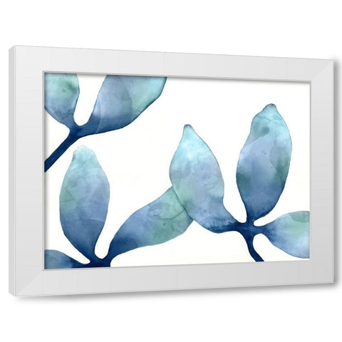 Indigo Blossoms II White Modern Wood Framed Art Print by Hendrick, Cathy