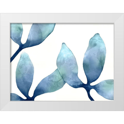 Indigo Blossoms II White Modern Wood Framed Art Print by Hendrick, Cathy
